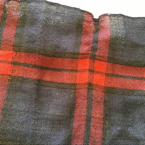 Lightweight Large Red & Blue Plaid Scarf - Picture 6 of 6